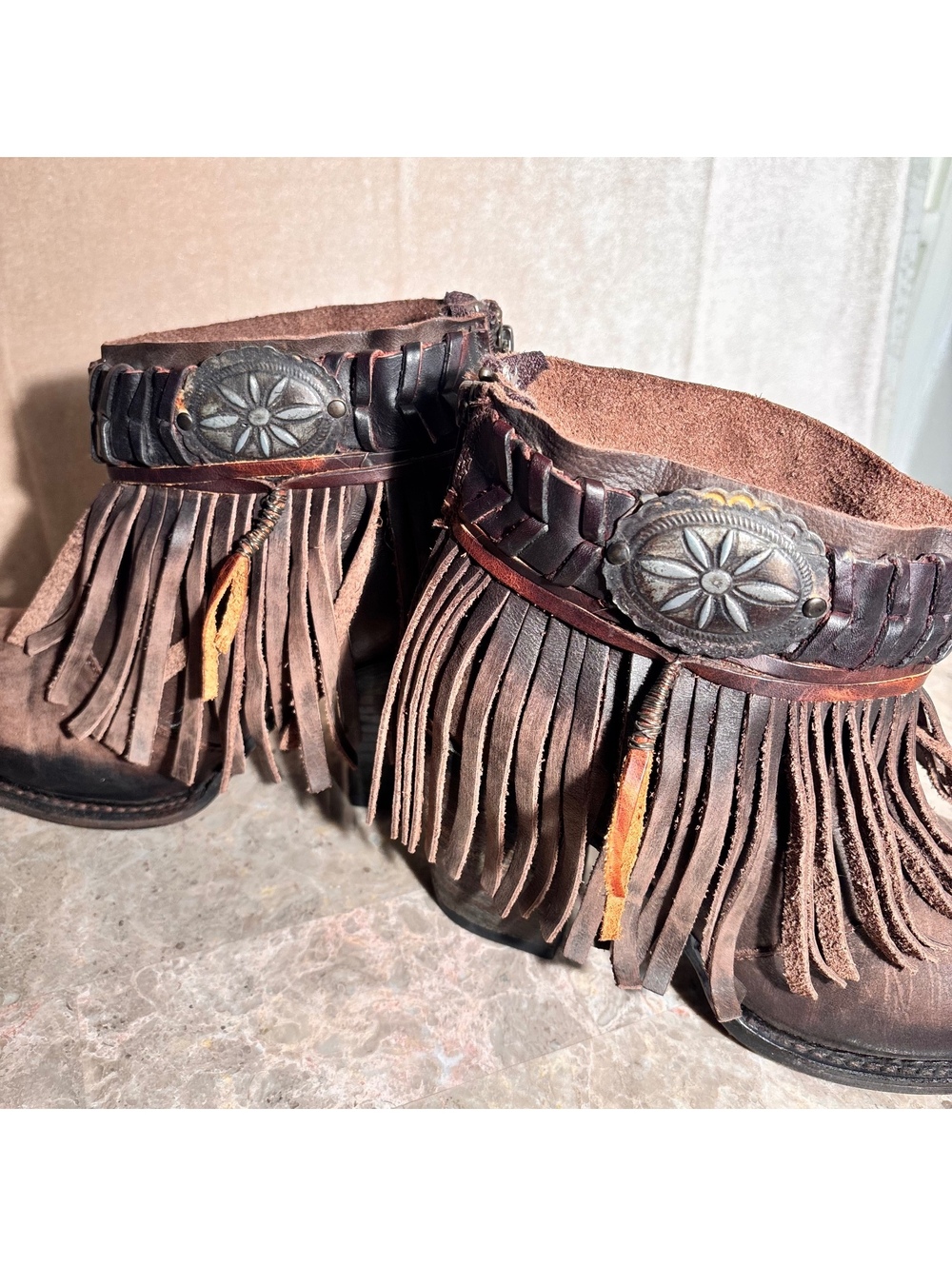 NWT “RARE” Freebird by Steven CHIEF Fringe Leather Luxe Ankle Boots Cocoa Size 9 - Picture 15 of 16